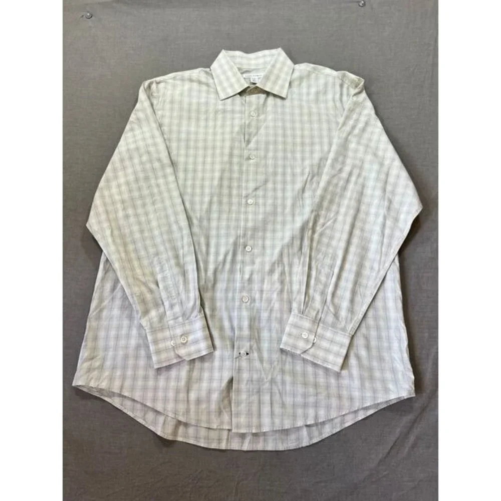 Banana Republic Shirt Adult Large Gray Check Long Sleeve‎ Button Up Casual Mens.